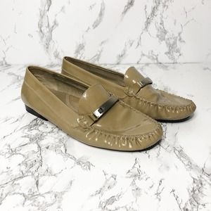 Lauren Ralph Lauren Tan Patent Leather Driving Mocs Moccasins Loafers size 7.5